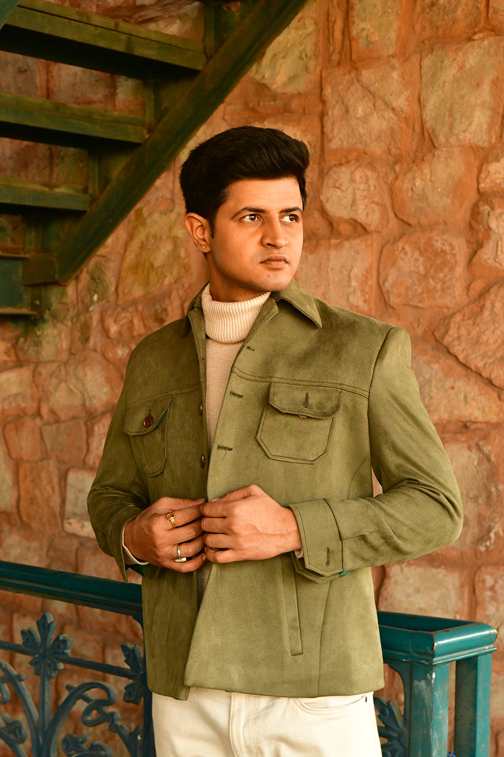 Suede Olive Green Jacket